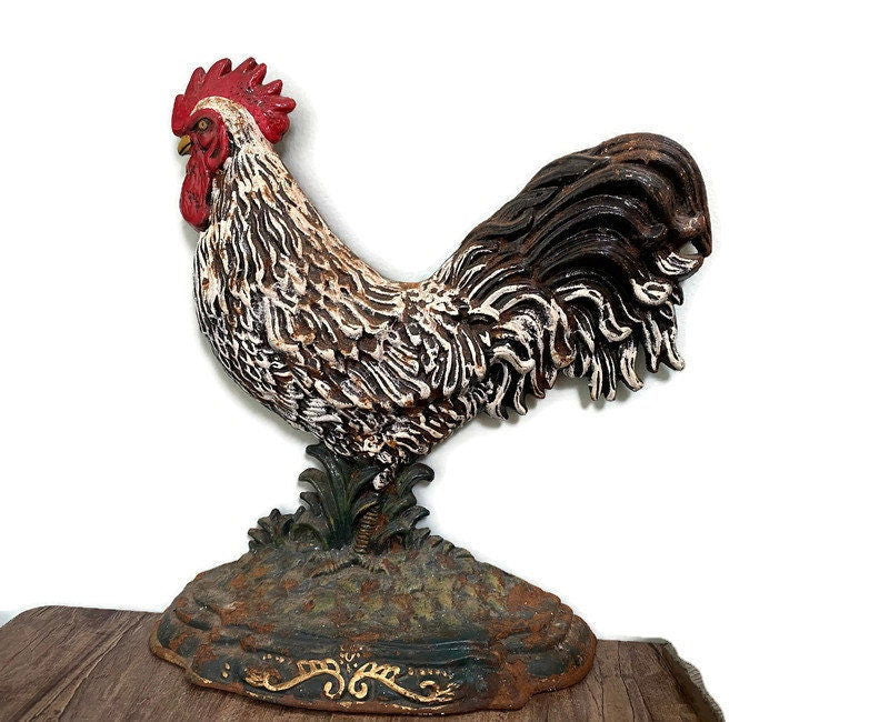 Vintage Cast Iron Rooster Doorstop - Duckwells