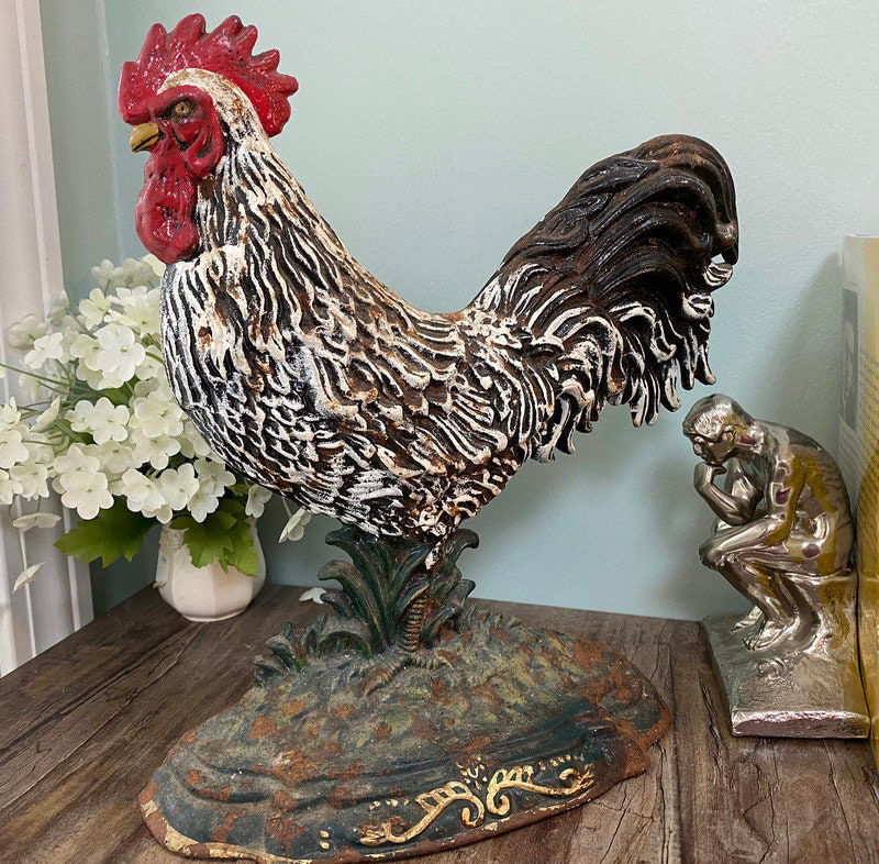 Vintage Cast Iron Rooster Doorstop - Duckwells