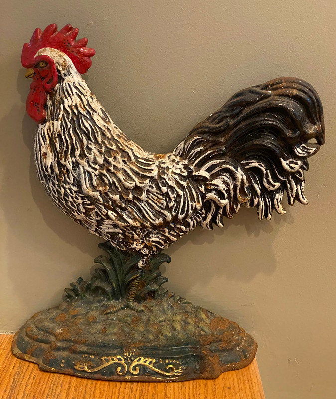 Vintage Cast Iron Rooster Doorstop - Duckwells