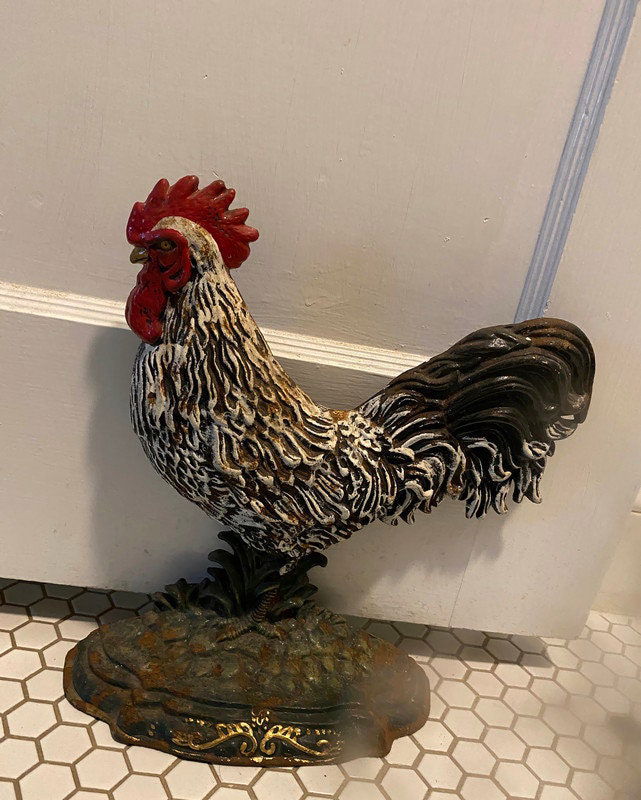 Vintage Cast Iron Rooster Doorstop - Duckwells