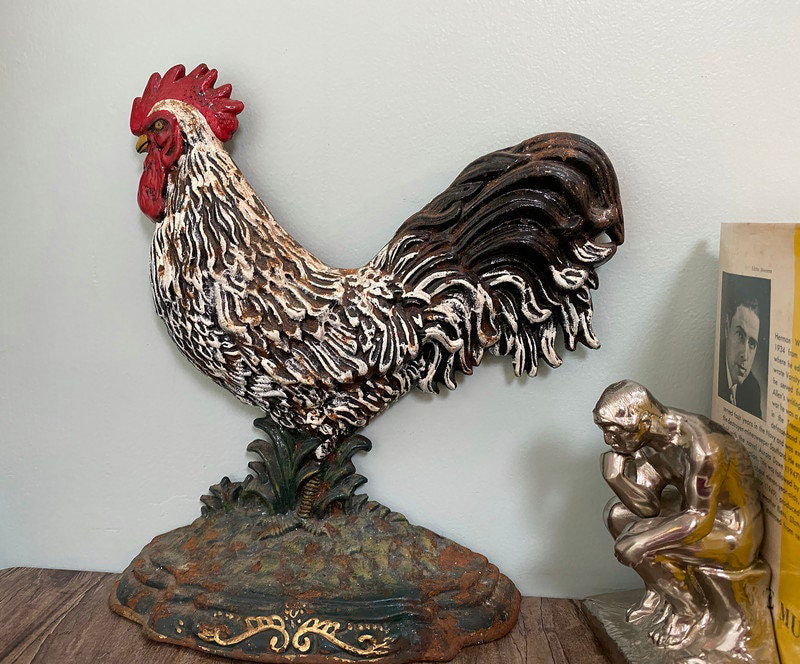 Vintage Cast Iron Rooster Doorstop - Duckwells