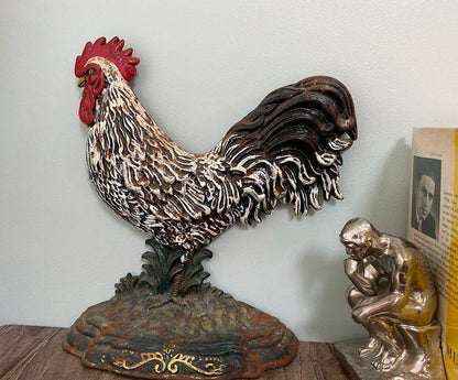 Vintage Cast Iron Rooster Doorstop - Duckwells