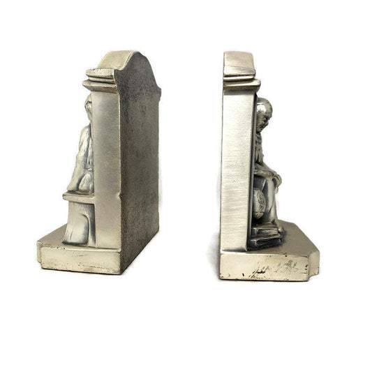 Vintage Cast Metal Scholar Bookends at Duckwells