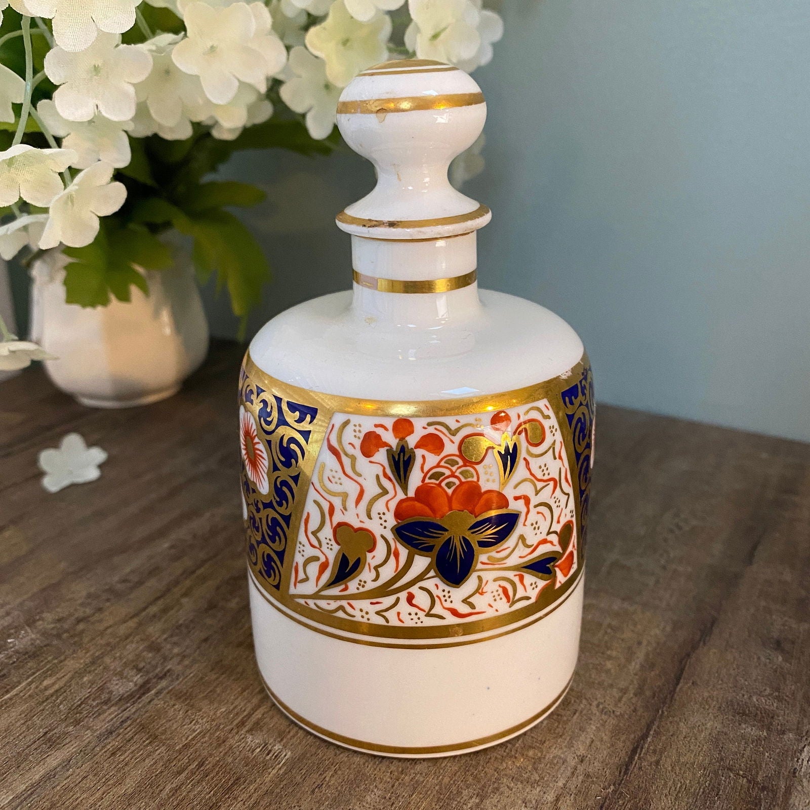 Vintage Ceramic Cologne Bottle with Stopper - Duckwells