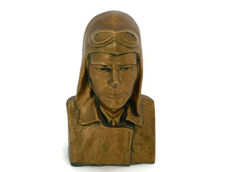Vintage Charles Lindbergh Metal Bust Figurine - Duckwells