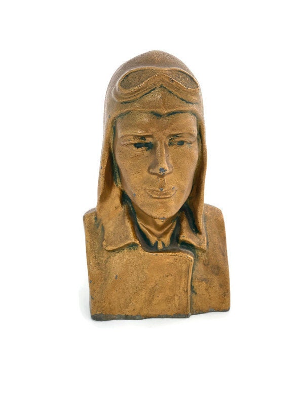 Vintage Charles Lindbergh Metal Bust Figurine - Duckwells