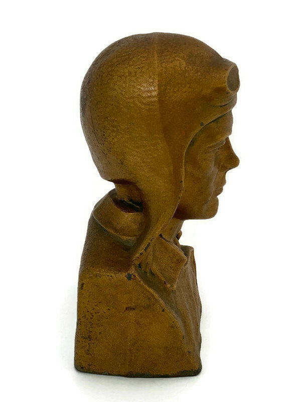 Vintage Charles Lindbergh Metal Bust Figurine - Duckwells