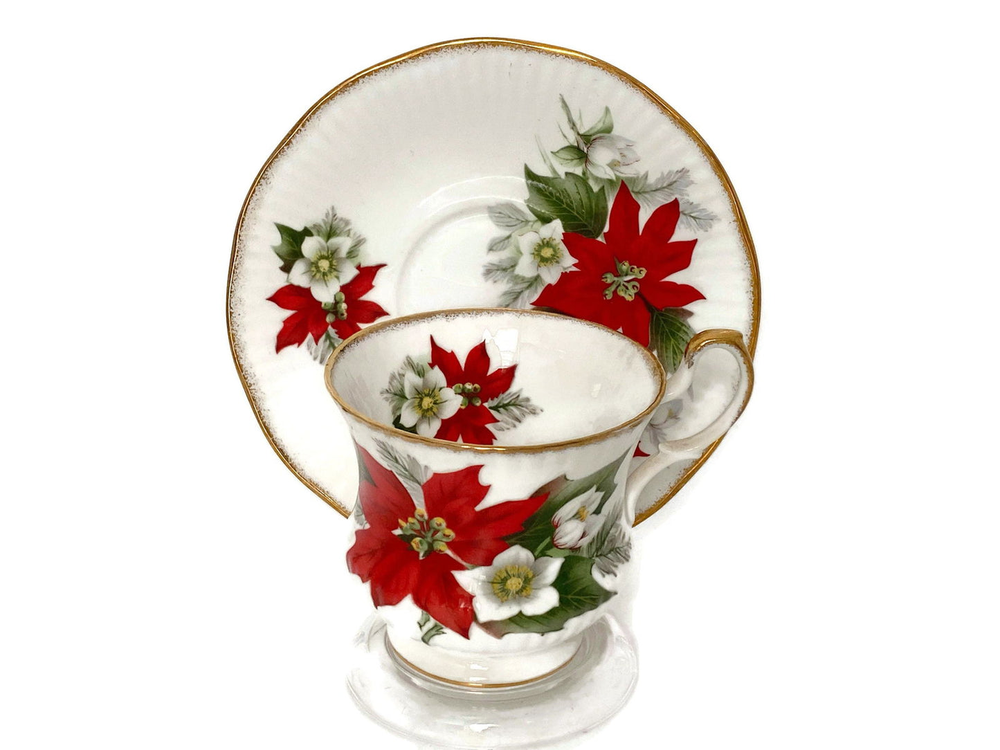 Vintage Christmas Cup and Saucer Set - Duckwells
