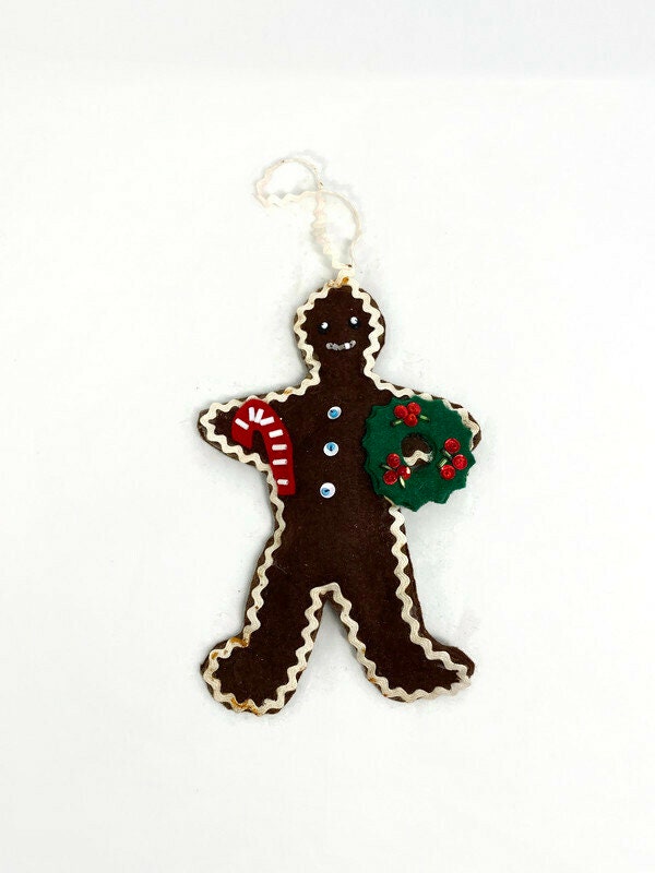 Vintage Christmas Gingerbread Felt Ornament - Duckwells