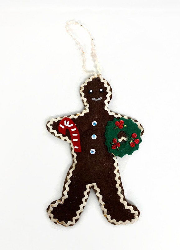 Vintage Christmas Gingerbread Felt Ornament - Duckwells