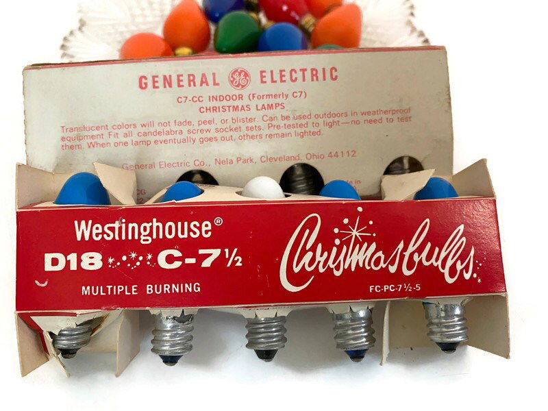 Vintage Christmas Light Bulbs with Original Packaging - Duckwells