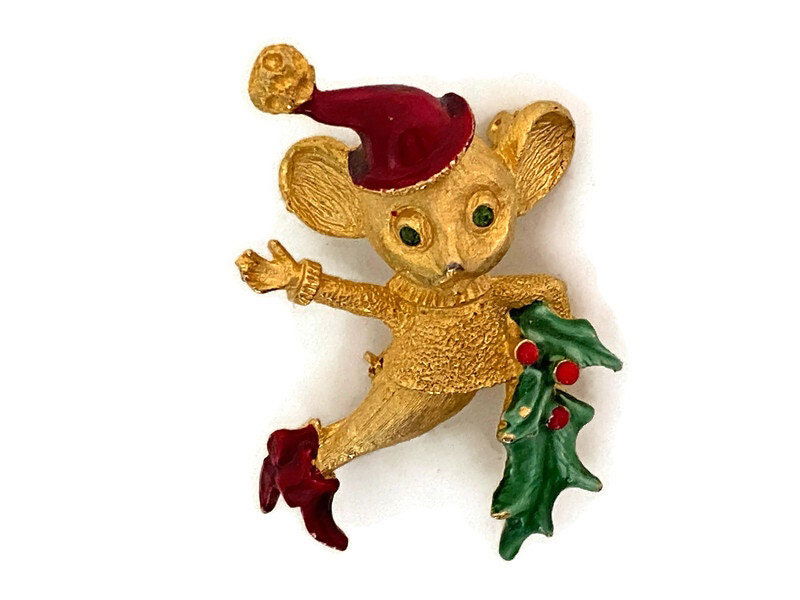 Vintage Christmas Mouse Pin by Mylu - Duckwells