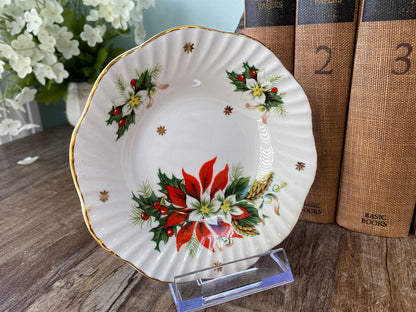 Vintage Christmas Small Bowl by Royalty English Fine Bone China in the Noel Pattern - Duckwells