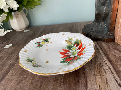 Vintage Christmas Small Bowl by Royalty English Fine Bone China in the Noel Pattern - Duckwells