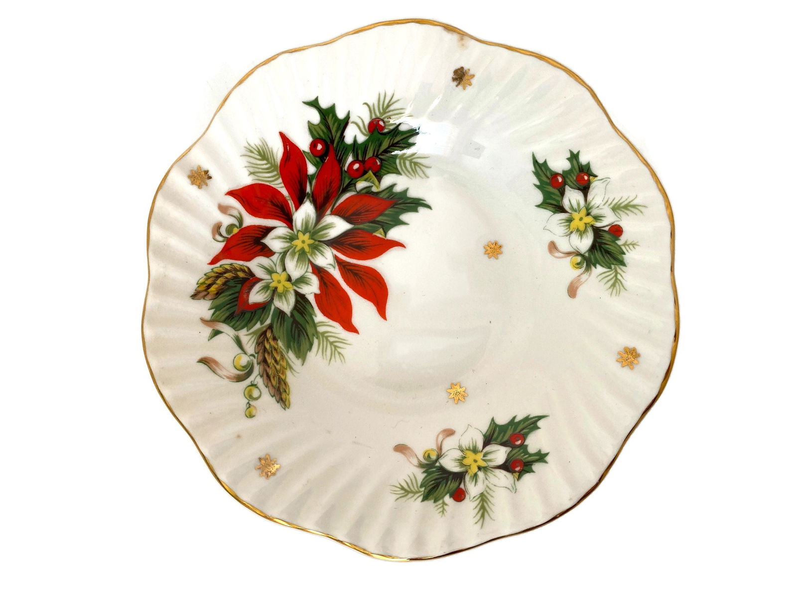 Vintage Christmas Small Bowl by Royalty English Fine Bone China in the Noel Pattern - Duckwells