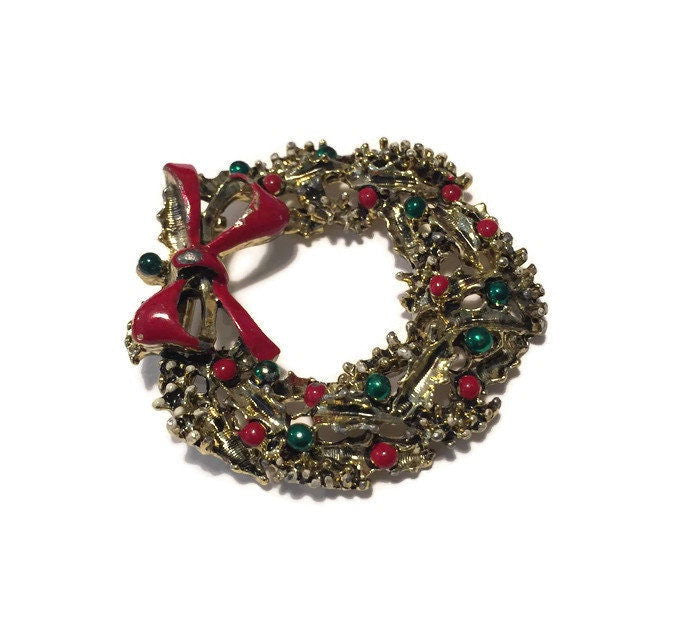 Vintage Christmas Wreath Pin - Duckwells