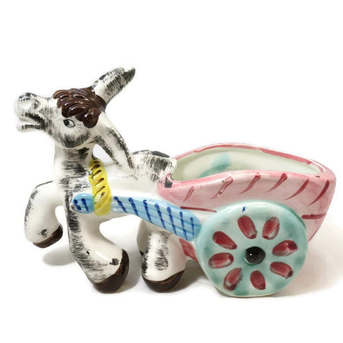 Vintage Donkey Cart Ceramic Planter - Duckwells