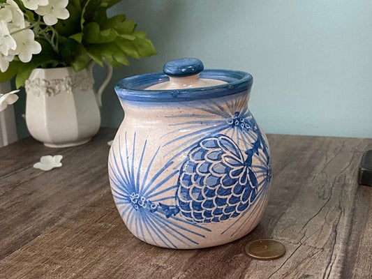 Vintage Dorchester Pottery Pinecone Pattern Covered Jar at Duckwells