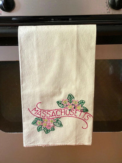 Vintage Embroidered Massachusetts Kitchen Towel at Duckwells