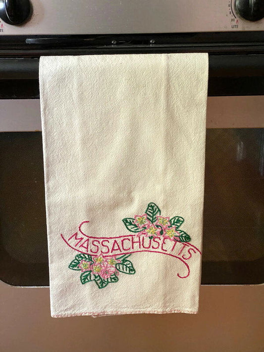 Vintage Embroidered Massachusetts Kitchen Towel - Duckwells
