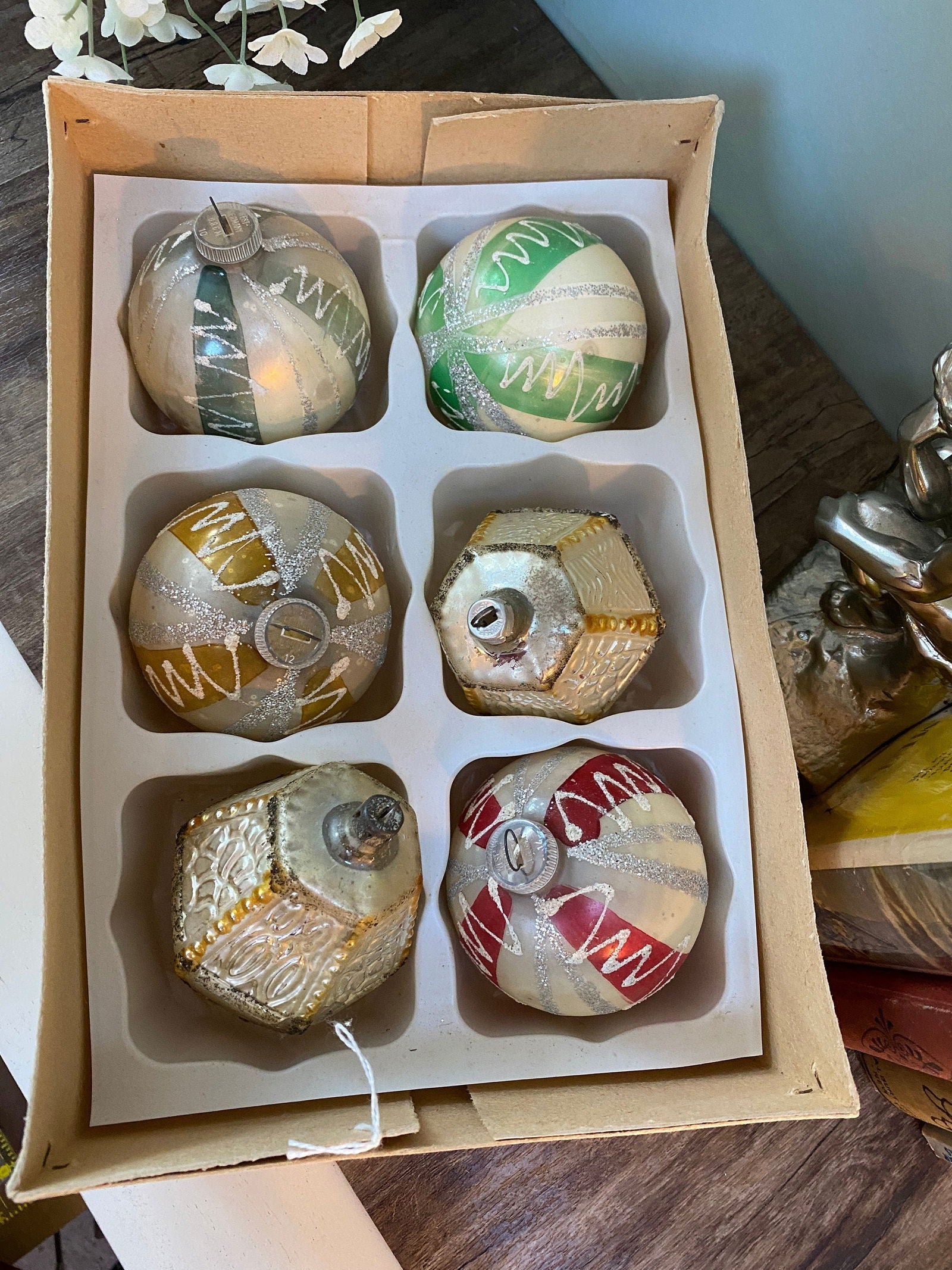 Vintage European Christmas Glass Ornaments with Original Box - Duckwells