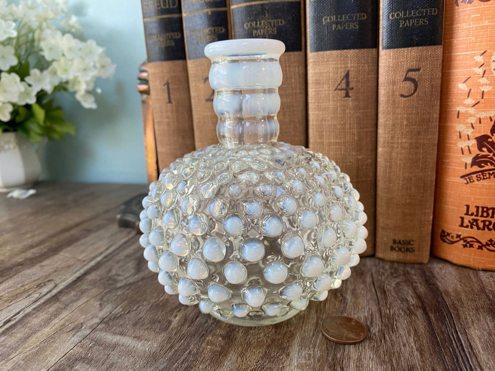 Vintage Fenton Hobnail Opalescent Bottle - Duckwells