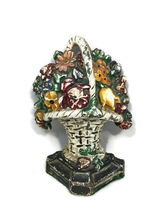 Vintage Flower Basket Doorstop by Hubley at Duckwells