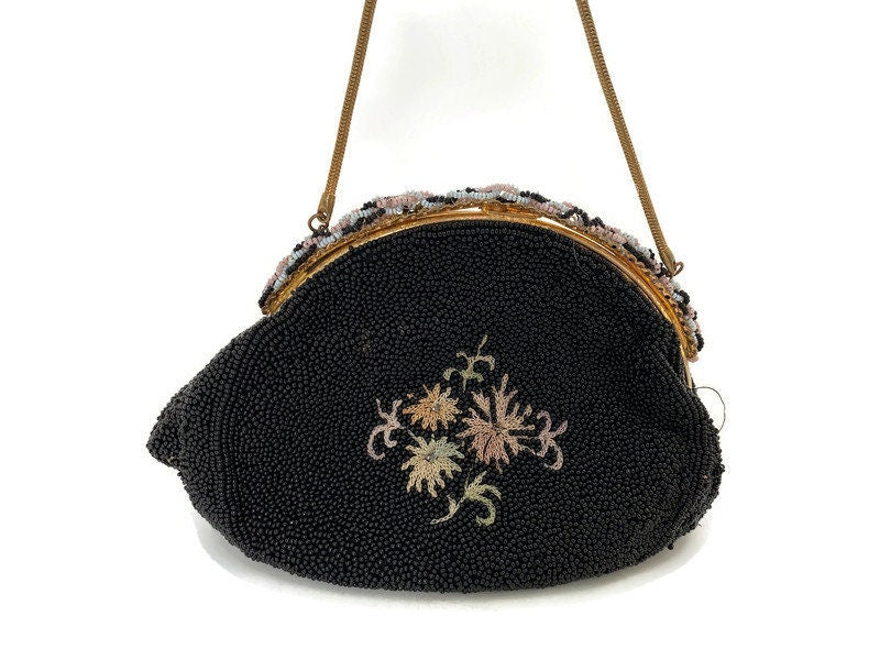 Vintage French Floral Beaded Purse - Duckwells