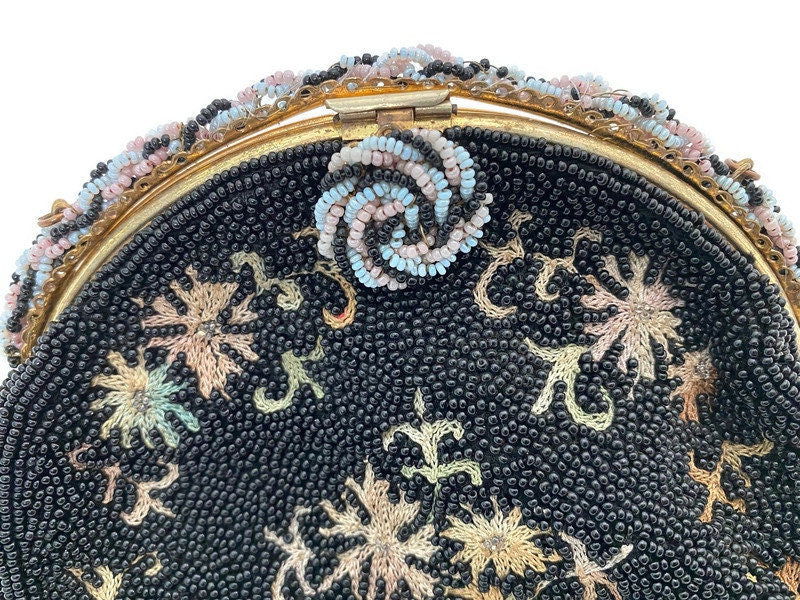 Vintage French Floral Beaded Purse - Duckwells