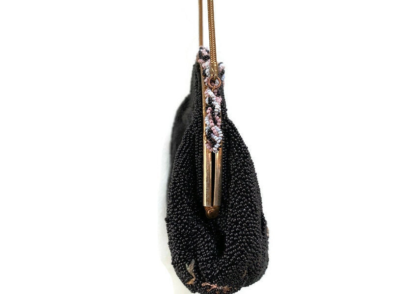 Vintage French Floral Beaded Purse - Duckwells