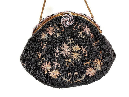 Vintage French Floral Beaded Purse - Duckwells