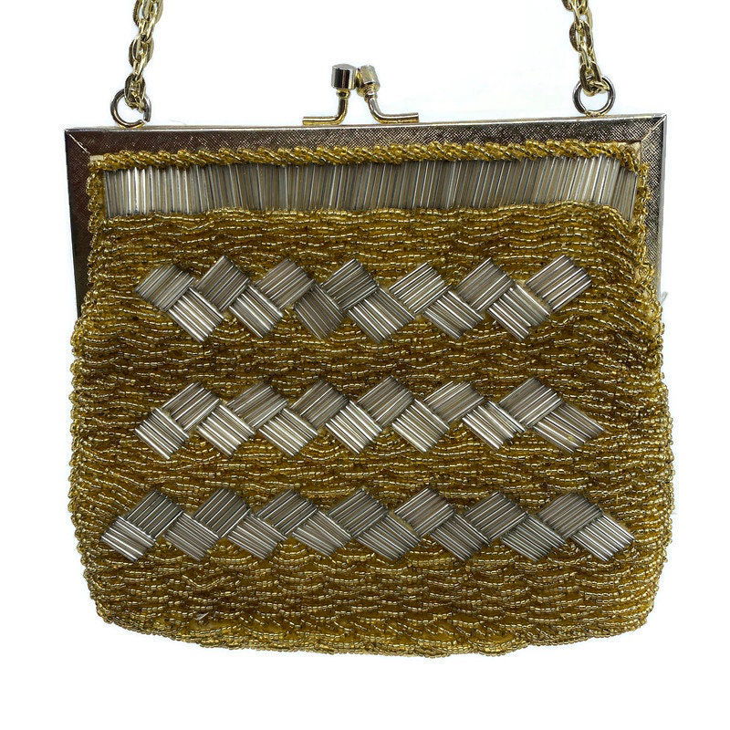 Vintage Gold Beaded Purse Made in Hong Kong - Duckwells
