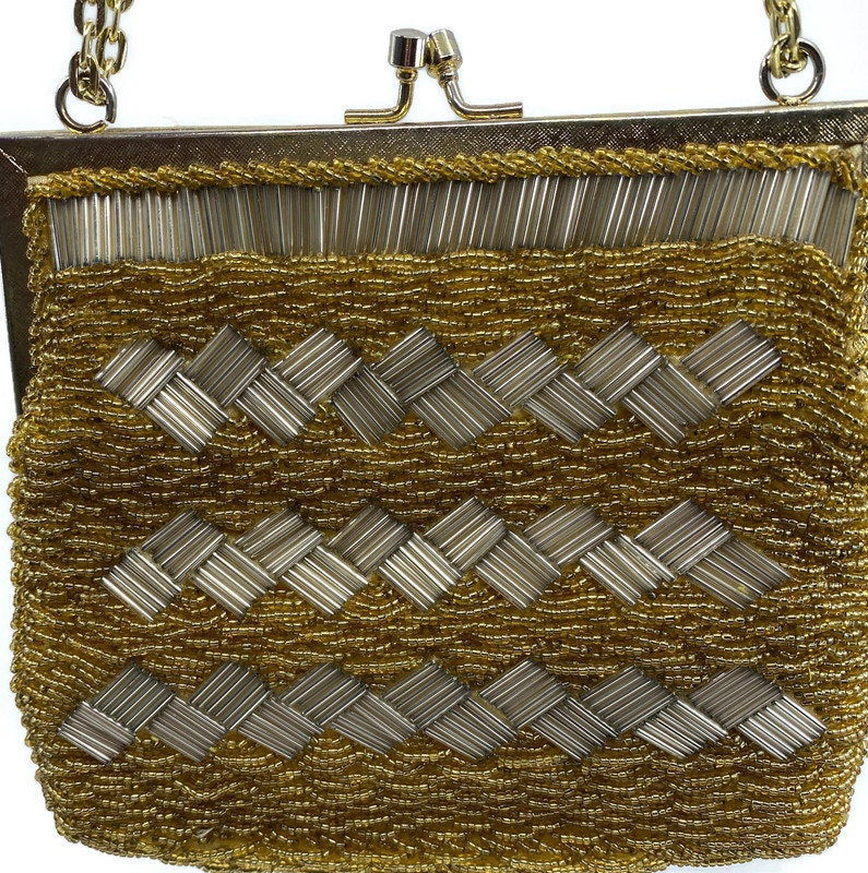 Vintage Gold Beaded Purse Made in Hong Kong - Duckwells
