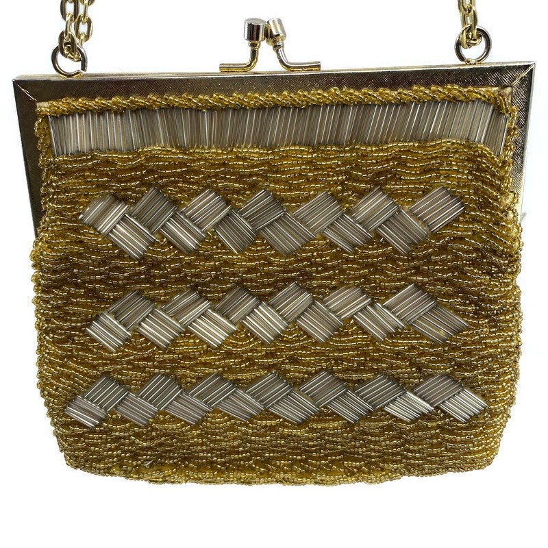 Vintage Gold Beaded Purse Made in Hong Kong - Duckwells