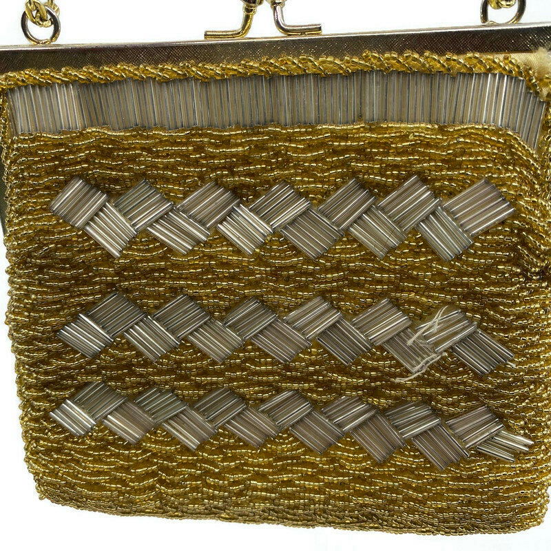 Vintage Gold Beaded Purse Made in Hong Kong - Duckwells