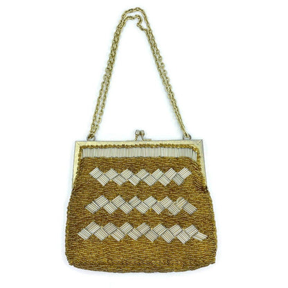 Vintage Gold Beaded Purse Made in Hong Kong - Duckwells