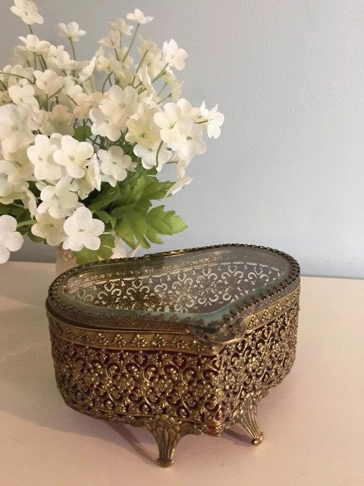 Vintage Gold Jewelry Casket at Duckwells