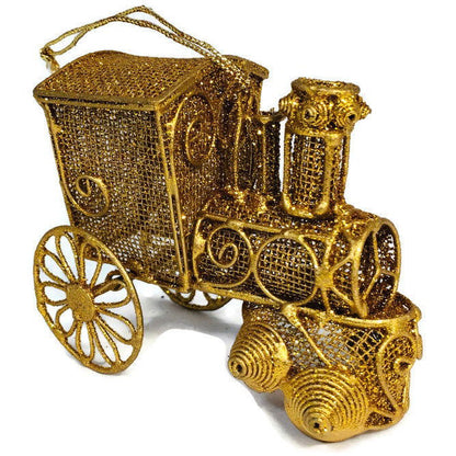 Vintage Gold Train Christmas Ornament - Duckwells