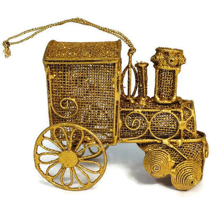 Vintage Gold Train Christmas Ornament - Duckwells
