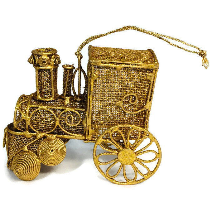 Vintage Gold Train Christmas Ornament - Duckwells