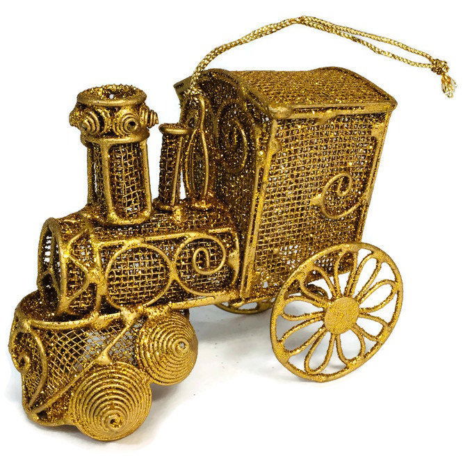 Vintage Gold Train Christmas Ornament - Duckwells
