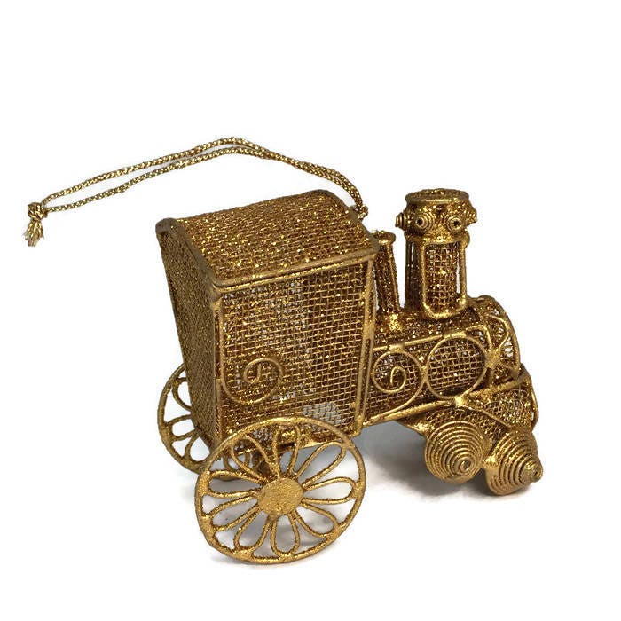 Vintage Gold Train Christmas Ornament - Duckwells