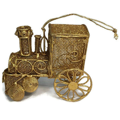 Vintage Gold Train Christmas Ornament - Duckwells