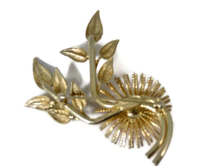Vintage Gold and Orange Flower Pin - Duckwells