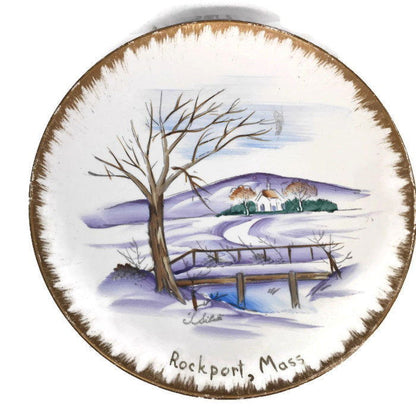 Vintage Hand Painted Rockport Massachusetts Souvenir Plate - Duckwells