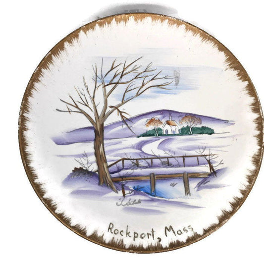 Vintage Hand Painted Rockport Massachusetts Souvenir Plate - Duckwells