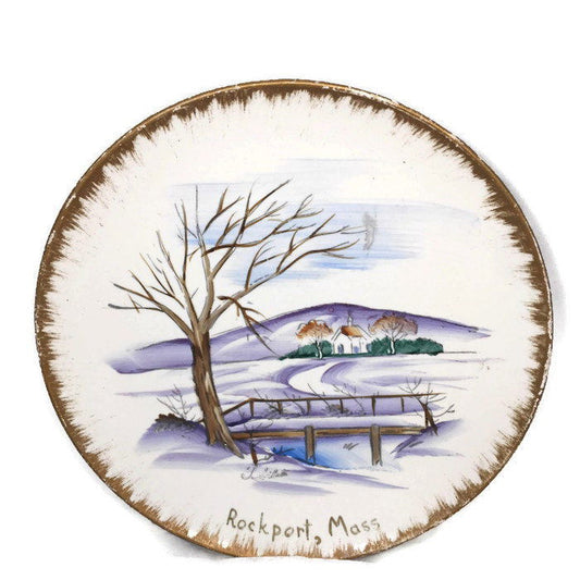 Vintage Hand Painted Rockport Massachusetts Souvenir Plate - Duckwells