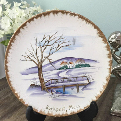 Vintage Hand Painted Rockport Massachusetts Souvenir Plate - Duckwells