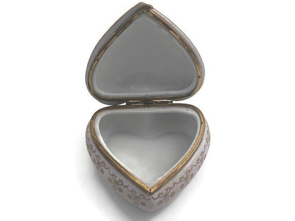 Vintage Heart Shaped Porcelain Trinket Box - Duckwells