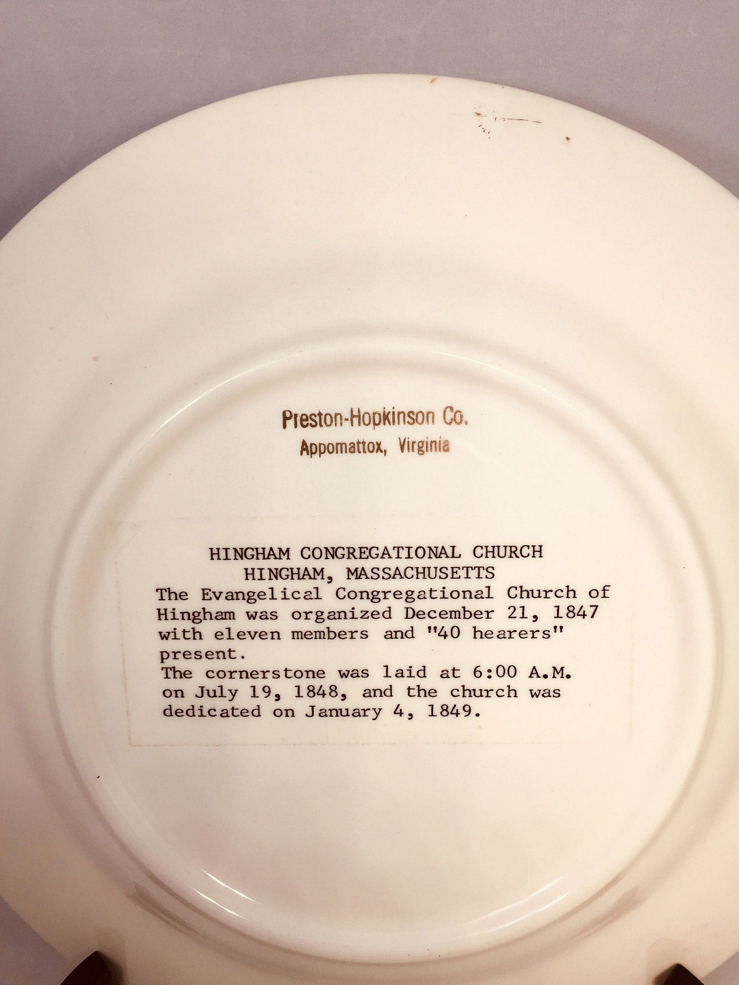 Vintage Hingham Massachusetts Plate - Duckwells
